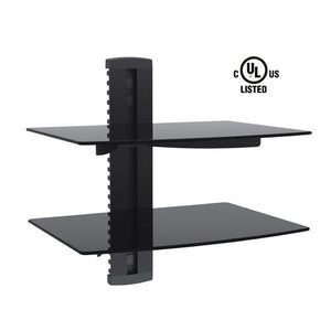 GlobalTone Support Mural pour composantes 2 tablettes verre trempé noir LT - Simple Boutique