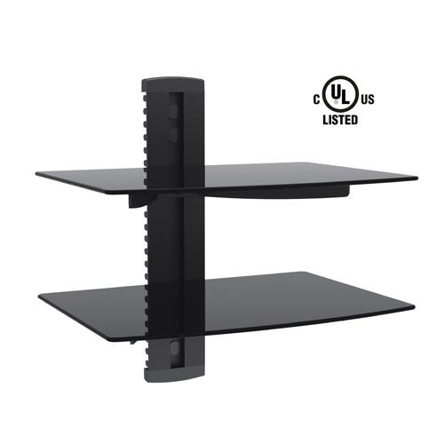 GlobalTone Support Mural pour composantes 2 tablettes verre trempé noir LT - Simple Boutique