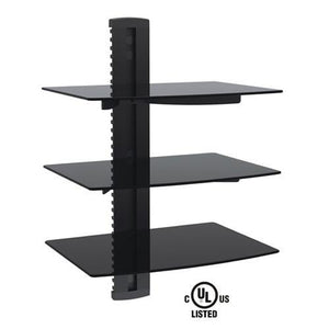 GlobalTone Support Mural pour composantes 3 tablettes verre trempé noir LT - Simple Boutique