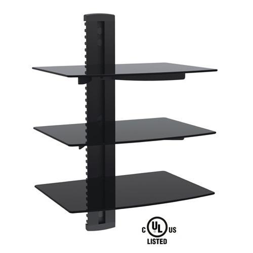GlobalTone Support Mural pour composantes 3 tablettes verre trempé noir LT - Simple Boutique