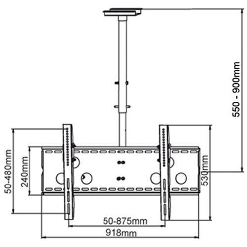 GlobalTone Support Plafond Universel Inclinable et Rotatif pour TV LED LCD PLASMA 42" à 70" - Simple Boutique