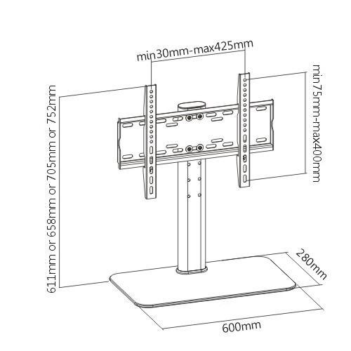 GlobalTone Support de Table (Base, Pied de Remplacement) LED LCD PLASMA 23" à 55" VESA 400x400mm - Simple Boutique