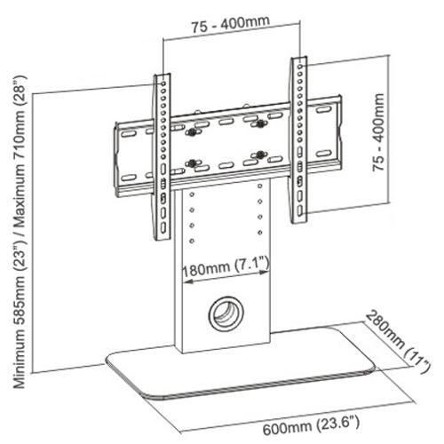 GlobalTone Support de Table (Base, Pied de Remplacement) LED LCD PLASMA 23" à 55" VESA 400x400mm - Simple Boutique