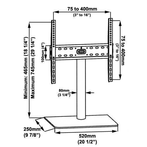 GlobalTone Support de Table (Base, Pied de Remplacement) LED LCD PLASMA 23" à 65" VESA 400x400mm - BOITE OUVERTE - Simple Boutique