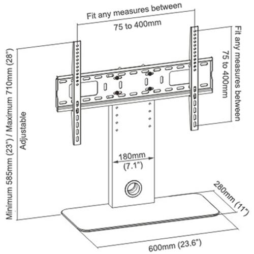 GlobalTone Support de Table (Base, Pied de Remplacement) LED LCD PLASMA 32" à 55" VESA 600x400mm - Simple Boutique