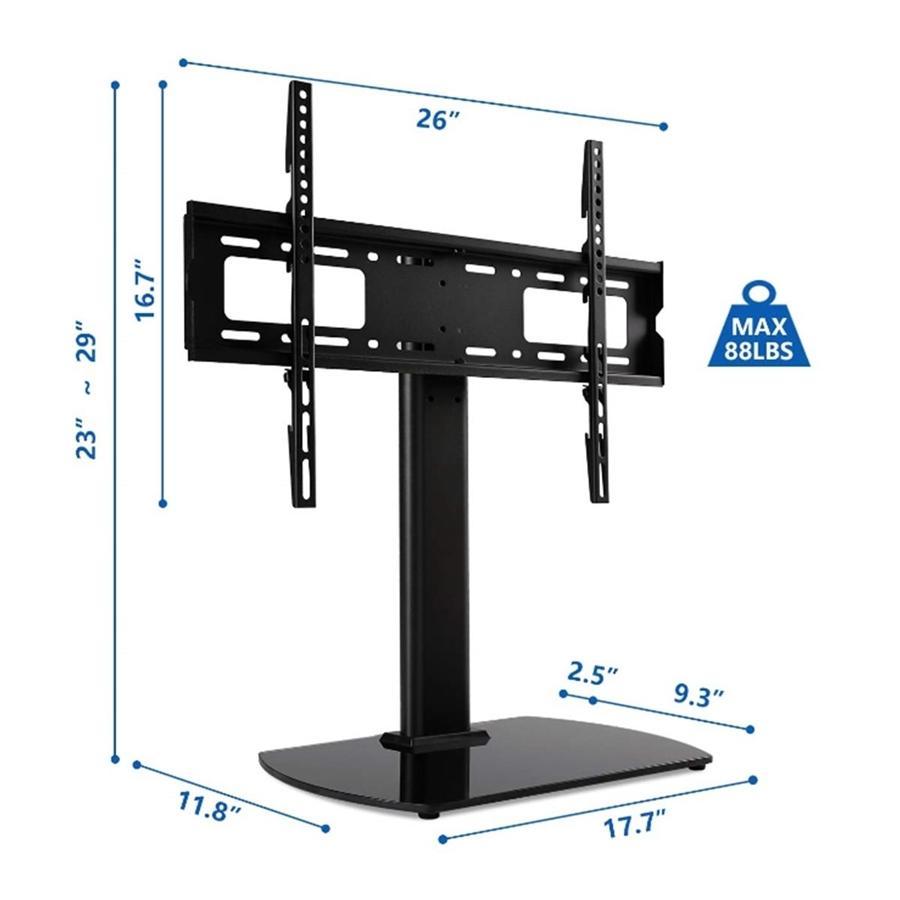 GlobalTone - Support de Table pour Téléviseur Écran Plat 32'' à 65'', Maximum 40kg, VESA 600x400 avec Base en Verre Trempé, Noir - Simple Boutique