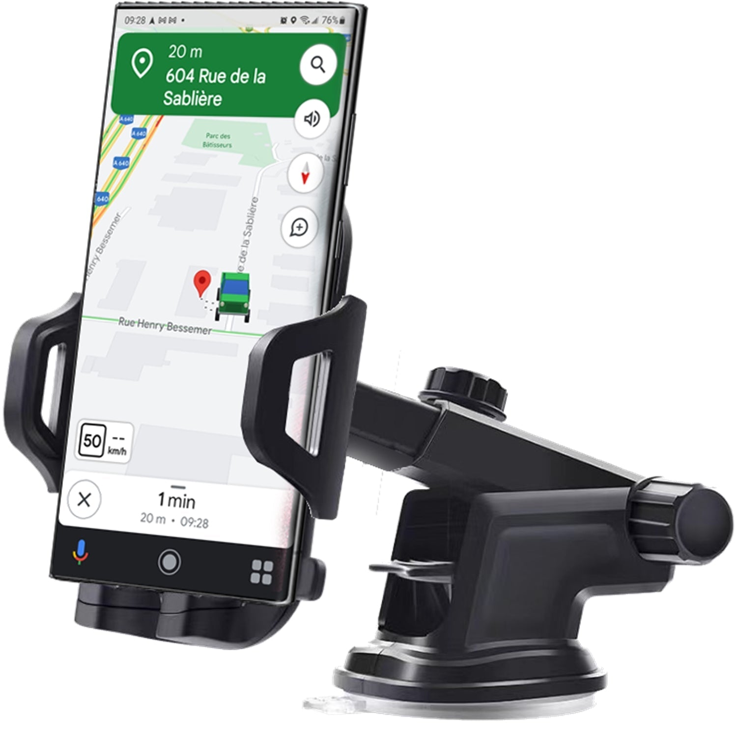 GlobalTone - Support de Téléphone Rotatif 3 en 1 pour Voiture, Noir - Simple Boutique