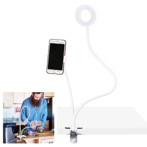 GlobalTone - Support pour Téléphone avec Lumière Anneau pour Selfie, Blanc - Simple Boutique