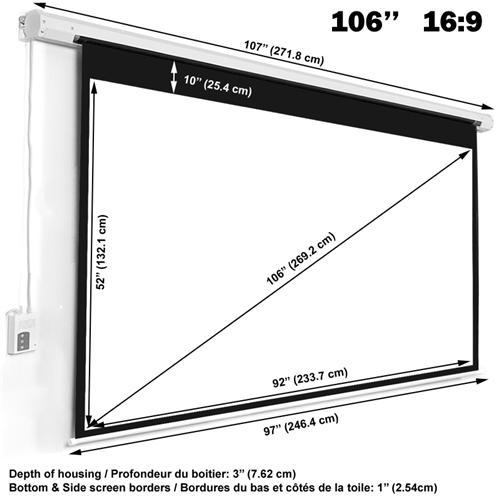 GlobalTone Toile De Projection 16:9 Électrique Avec Télécommande 106" - Simple Boutique