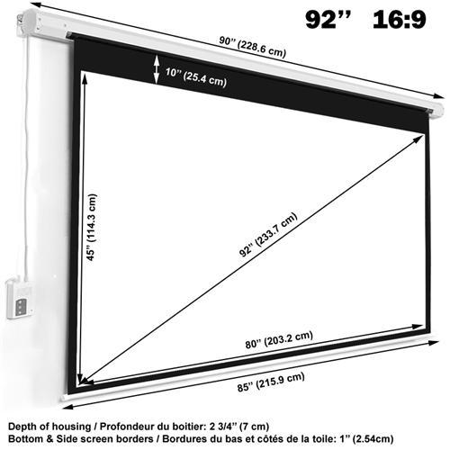 GlobalTone Toile De Projection 16:9 Électrique Avec Télécommande 92" - Simple Boutique