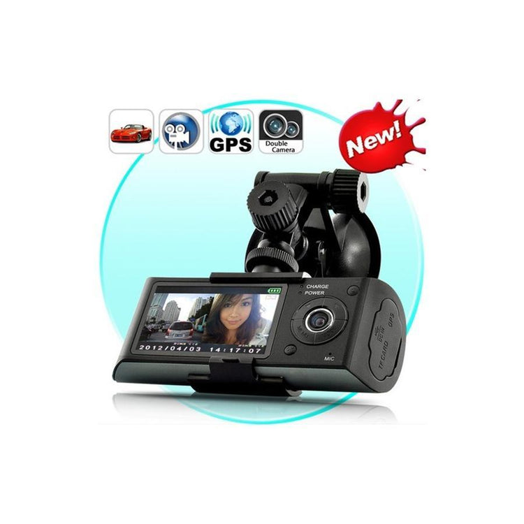 Globaltone Caméra Double DVR Enregistrement Simultané pour Tableau de Bord avec Capteur GPS - Simple Boutique