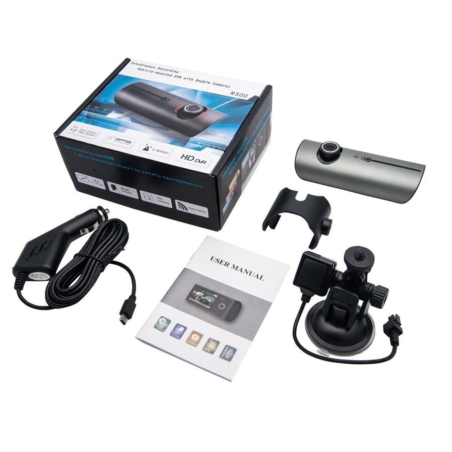 Globaltone Caméra Double DVR Enregistrement Simultané pour Tableau de Bord avec Capteur GPS - Simple Boutique