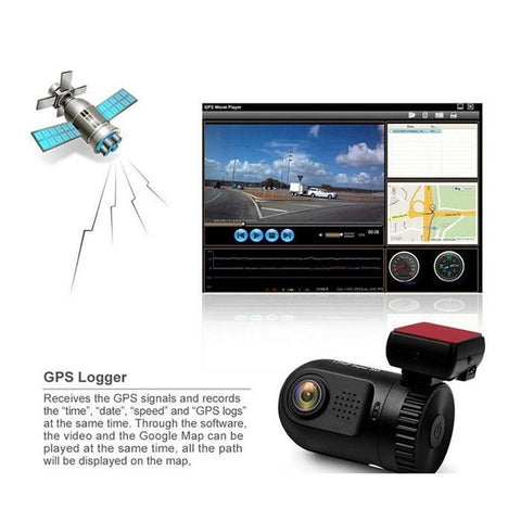 Globaltone Caméra HD pour tableau de bord avec capteur GPS 1920x1080p