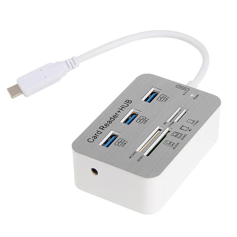 Lecteur de Carte Compact USB-C Pour Carte USB / Micro-SD / SD Wit