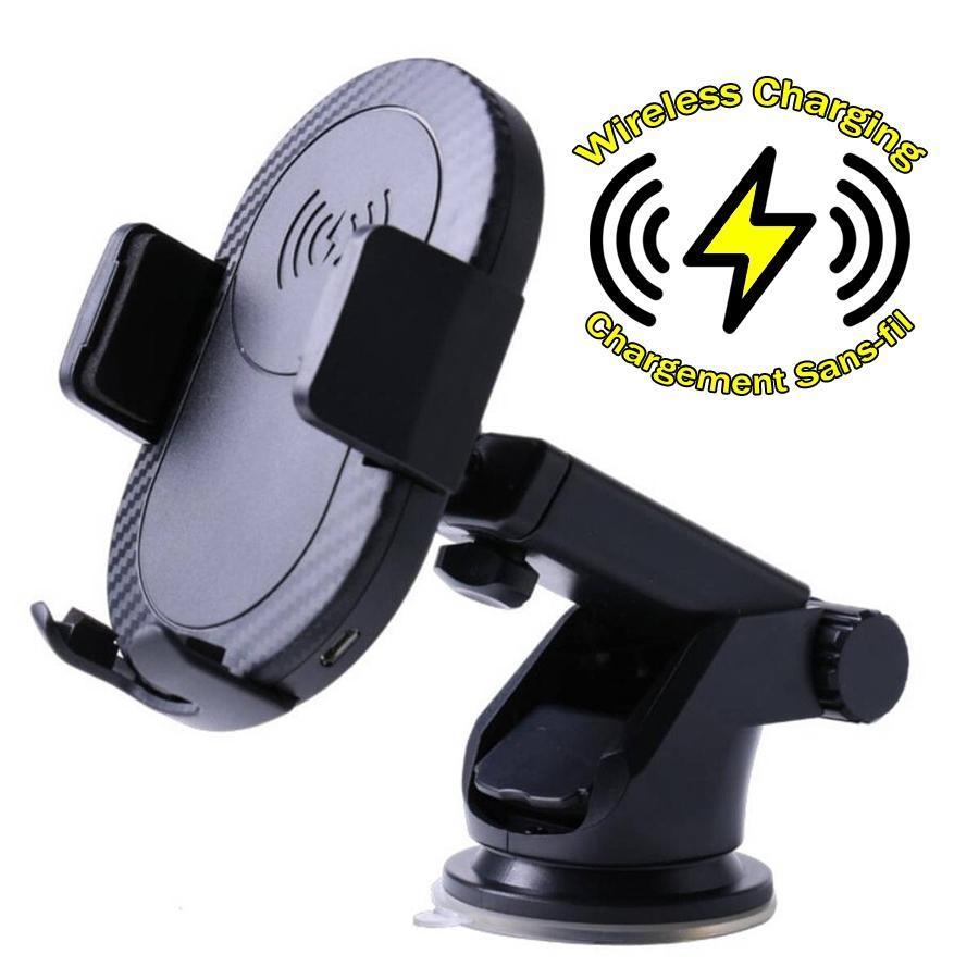 Globaltone Support de voiture pour téléphone cellulaire Sans-fil Qi avec succion et chargeur par induction - Simple Boutique