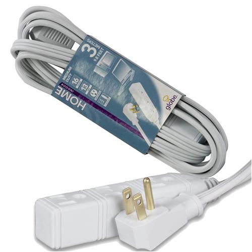 Globe Rallonge Intérieur 3 Prises A La Terre De 10Pi Blanc - Simple Boutique