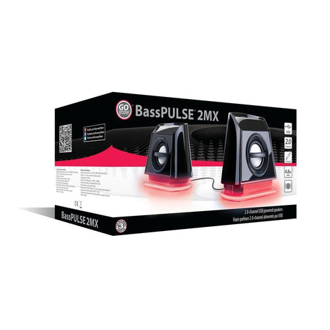Gogroove BassPulse 2MX Haut-Parleurs d'Ordinateur 2.0 USB avec Lumières DEL Rouge GGBP2MX100RDEW