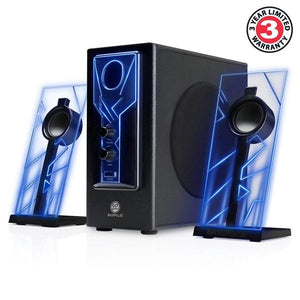 Gogroove BassPulse 2.1 Haut-Parleurs d'Ordinateur avec Lumières LED et Subwoffer Bleu GGBP000100BKUS - Simple Boutique