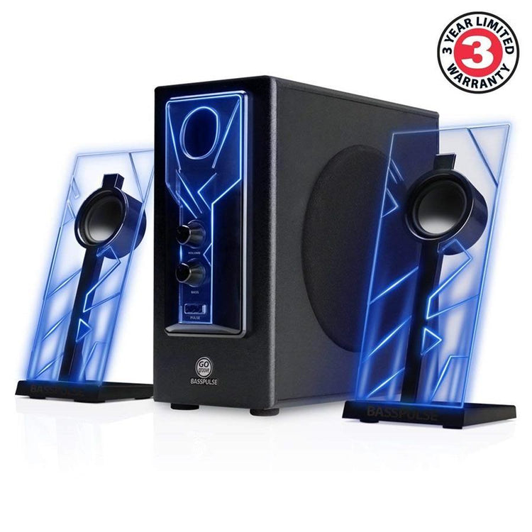 Gogroove BassPulse 2.1 Haut-Parleurs d'Ordinateur avec Lumières LED et Subwoffer Bleu GGBP000100BKUS - Simple Boutique