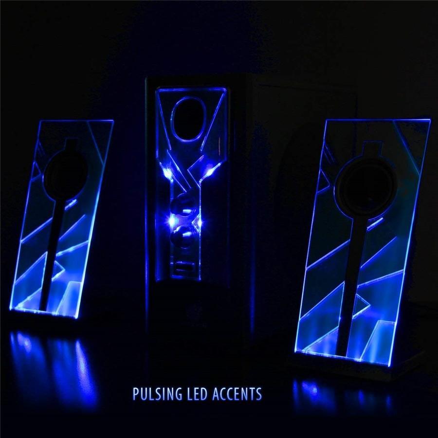 Gogroove BassPulse 2.1 Haut-Parleurs d'Ordinateur avec Lumières LED et Subwoffer Bleu GGBP000100BKUS - Simple Boutique