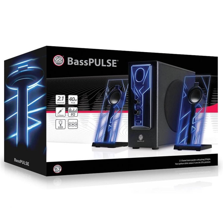 Gogroove BassPulse 2.1 Haut-Parleurs d'Ordinateur avec Lumières LED et Subwoffer Bleu GGBP000100BKUS - Simple Boutique