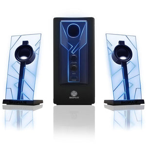 Gogroove BassPulse 2.1 Haut-Parleurs d'Ordinateur avec Lumières LED et Subwoffer Bleu GGBP000100BKUS - Simple Boutique