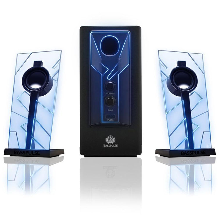 Gogroove BassPulse 2.1 Haut-Parleurs d'Ordinateur avec Lumières LED et Subwoffer Bleu GGBP000100BKUS - Simple Boutique