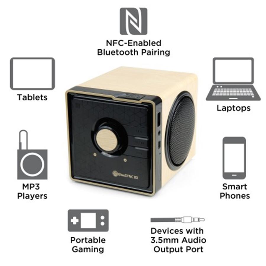Gogroove Bluesync BX Haut-Parleur Bluetooth Portable et Rechargeable Bois GGBSBX0100BRUS - Simple Boutique