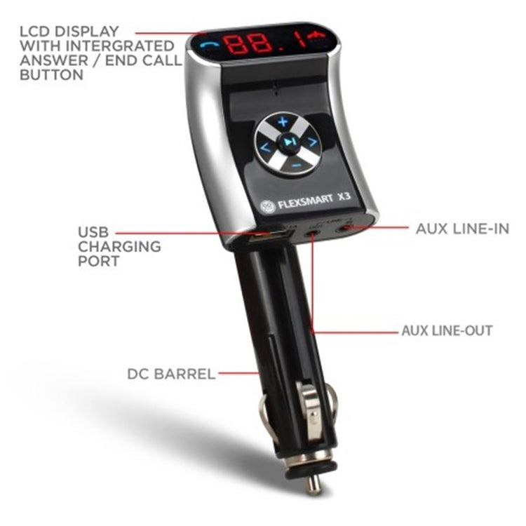Gogroove Flexsmart X3 Transmetteur FM Bluetooth Compact pour Voiture Noir GGFSX3M100BKEW - Simple Boutique