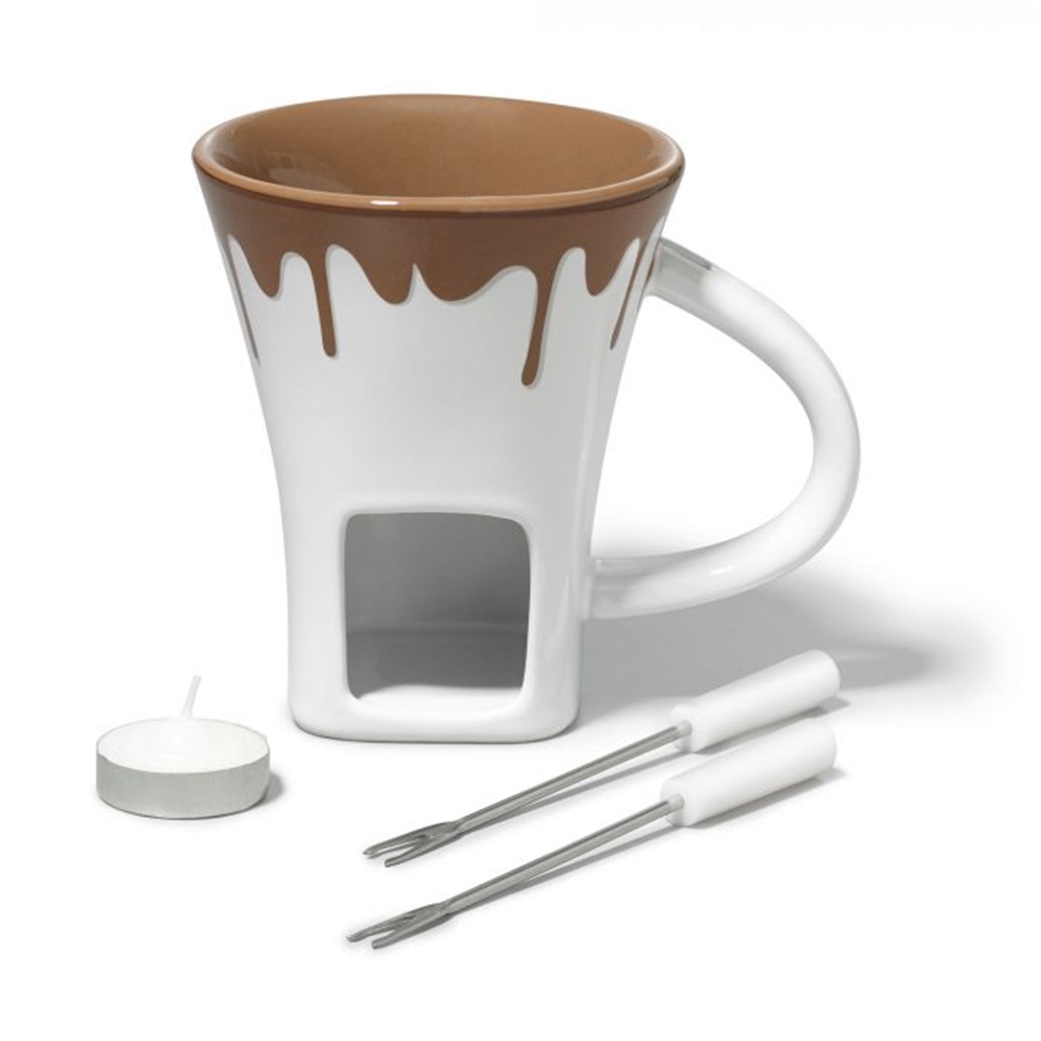 Gourmet - Ensemble à Fondue au Chocolat pour 2 Personnes, Capacité de 200mL, Blanc - Simple Boutique