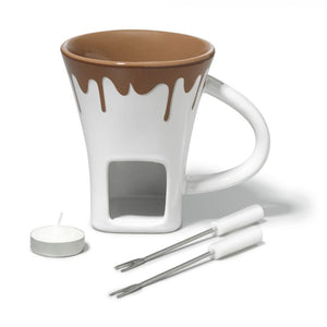 Gourmet - Ensemble à Fondue au Chocolat pour 2 Personnes, Capacité de 200mL, Blanc - Simple Boutique