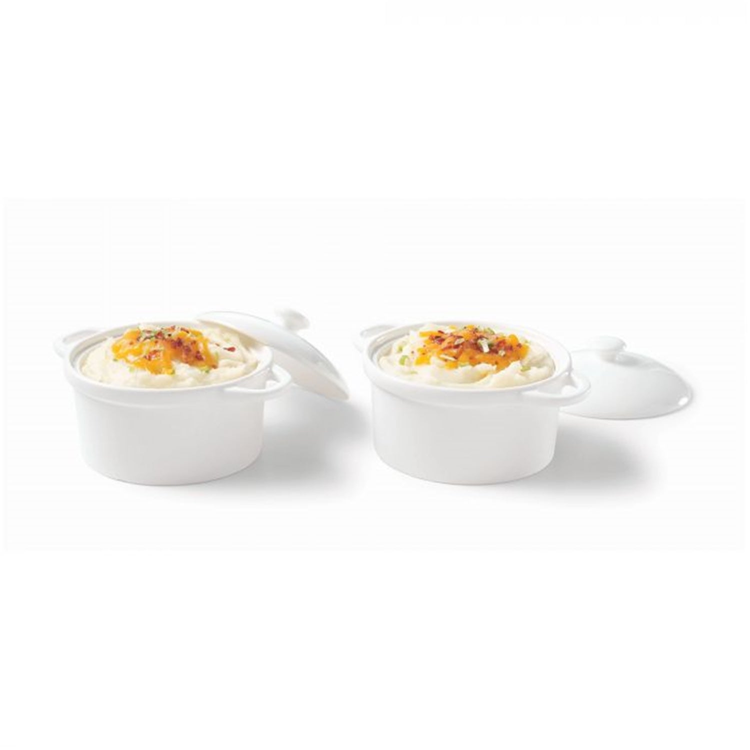 Gourmet - Ensemble de 2 Mini Casseroles en Porcelaine, Capacité de 250mL, Vont au Four, Blanc - Simple Boutique