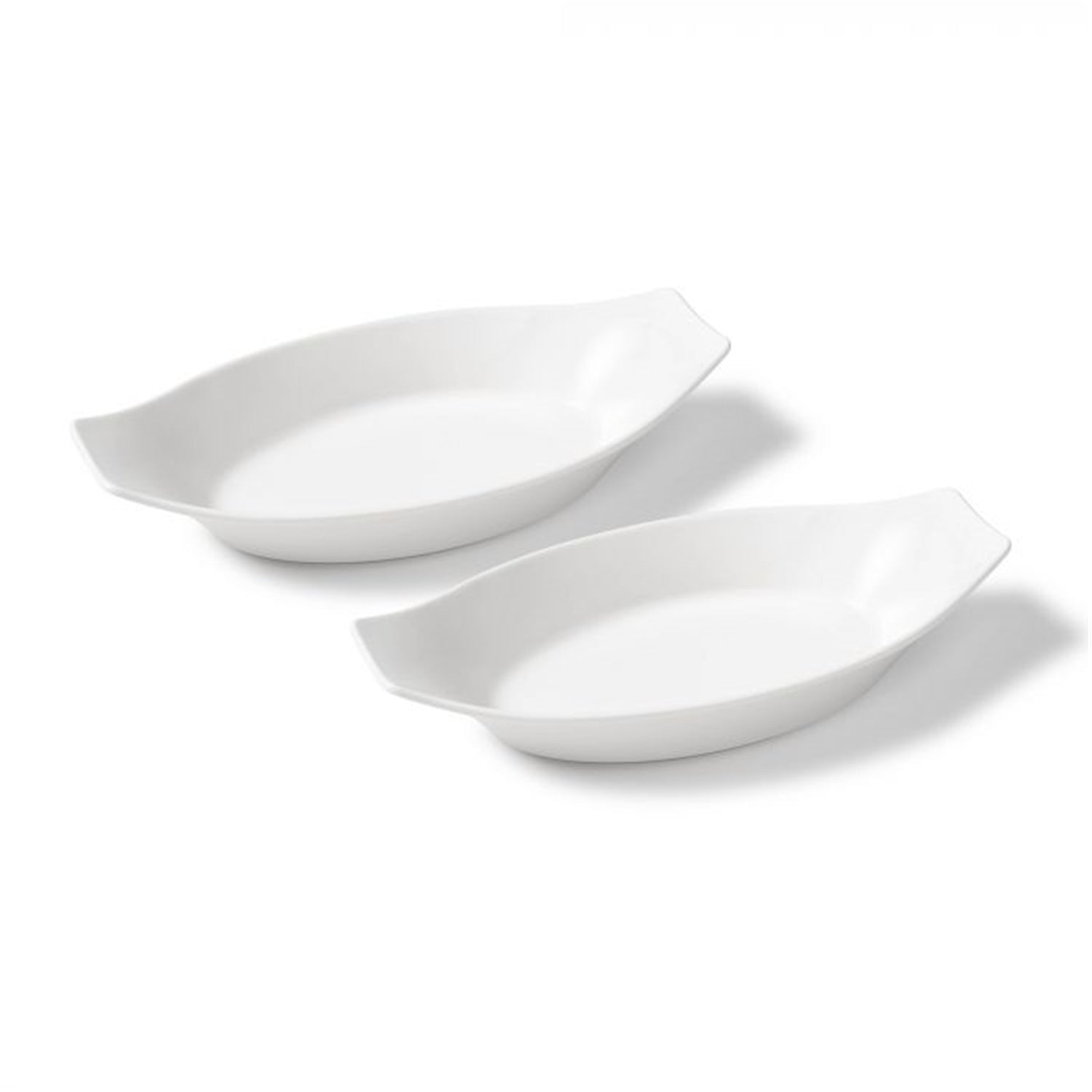 Gourmet - Ensemble de 2 Plats à Gratin en Porcelaine, 10" x 5", Vont au Four, Blanc - Simple Boutique