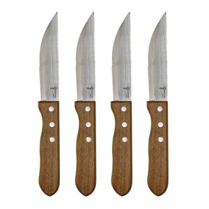 Gourmet - Ensemble de 4 Couteaux à Steak avec Lame en Acier Inoxydable, Manche en Bois D'acacia - Simple Boutique