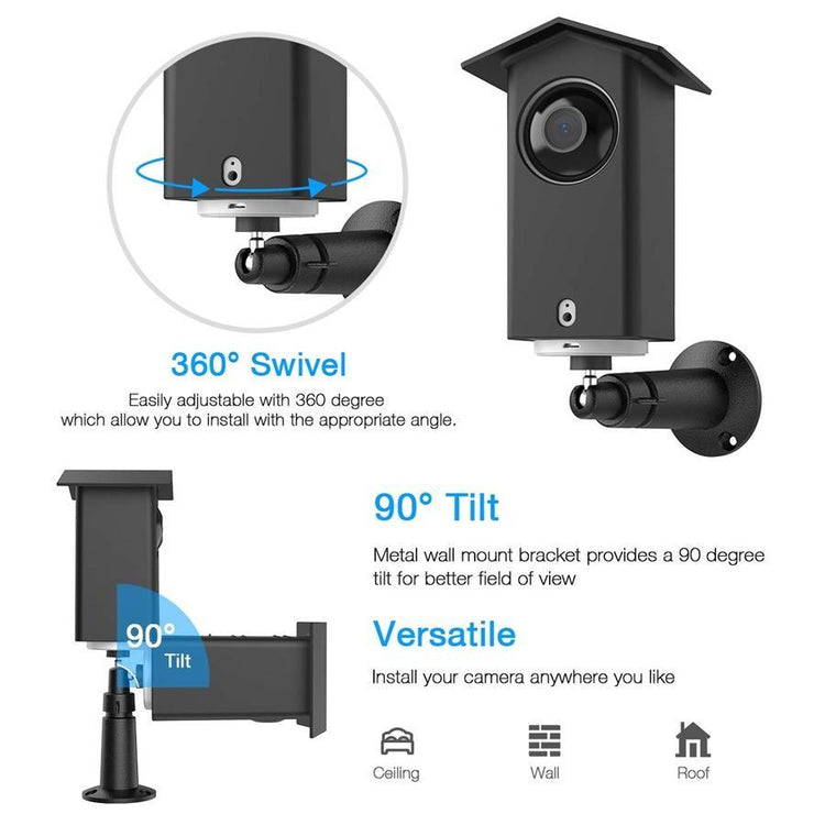 HOLACA Étui de Protection Résistant à l'eau + Support de Fixation Murale en Métal pour Wyze Cam Pan, Intérieure/Extérieure, Noir - Simple Boutique