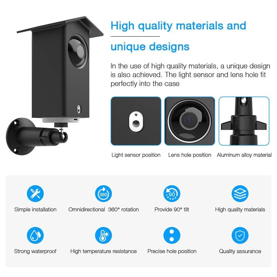 HOLACA Étui de Protection Résistant à l'eau + Support de Fixation Murale en Métal pour Wyze Cam Pan, Intérieure/Extérieure, Noir - Simple Boutique