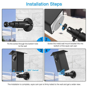 HOLACA Étui de Protection Résistant à l'eau + Support de Fixation Murale en Métal pour Wyze Cam Pan, Intérieure/Extérieure, Noir - Simple Boutique