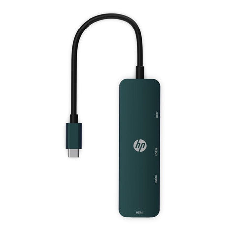 HP - Adaptateur USB A 3.1 Mâle vers USB A Femelle 3.0, HDMI femelle 4k, avec Lecteur de Carte SD/TF, Noir