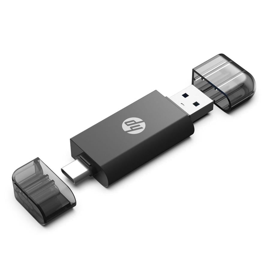 HP - Adaptateur USB A 3.1 vers USB C avec lecteur de carte SD / TF, Noir