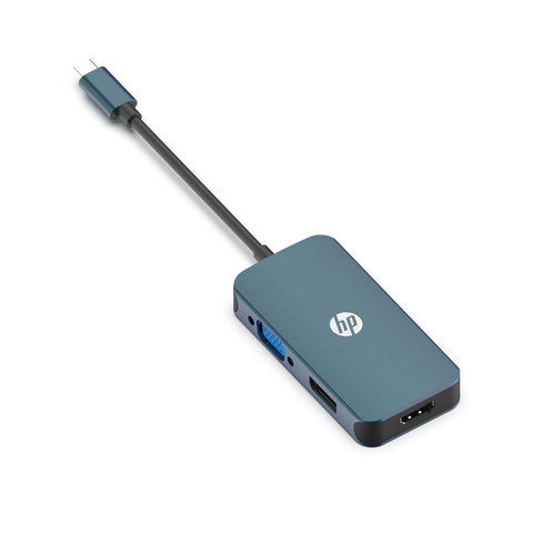 HP - Adaptateur USB C 3.1 Mâle vers HDMI, VGA et Display Port, HDMI 4k, DP (Display Port) 4k, VGA 1080P, Noir