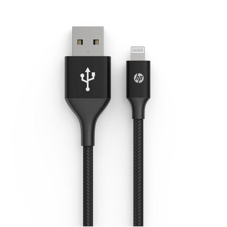HP - Câble USB A à Lightning, Charge et Synchronisation, Alliage en Aluminium, Longeur de 1 Mètre, Noir - Simple Boutique