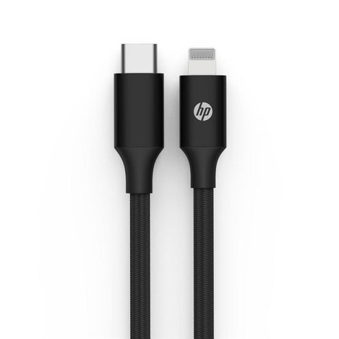 HP -  Câble USB C à Lightning, Charge et Synchronisation, Alliage d'aluminium, Longeur de 2 Mètre, Noir