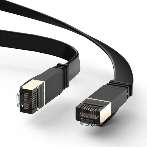 HP - Câble réseau Ethernet plat Cat7 U/FTP, 600MHz, 10Gbps, RJ45, Longeur de 1 Mètre, Noir