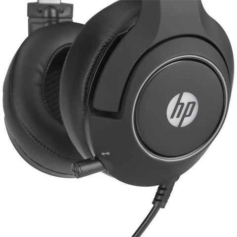 HP - Casque de Jeu Filaire 7.1 Surround avec Microphone et Rétro-Éclairage, Câble de 2.2 Mètres, Noir