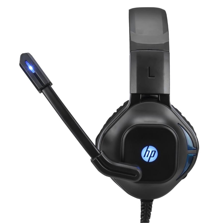 HP - Casque de Jeu Filaire Stéréo avec Microphone et Rétro-Éclairage, Câble de 2 Mètres, Noir - Simple Boutique