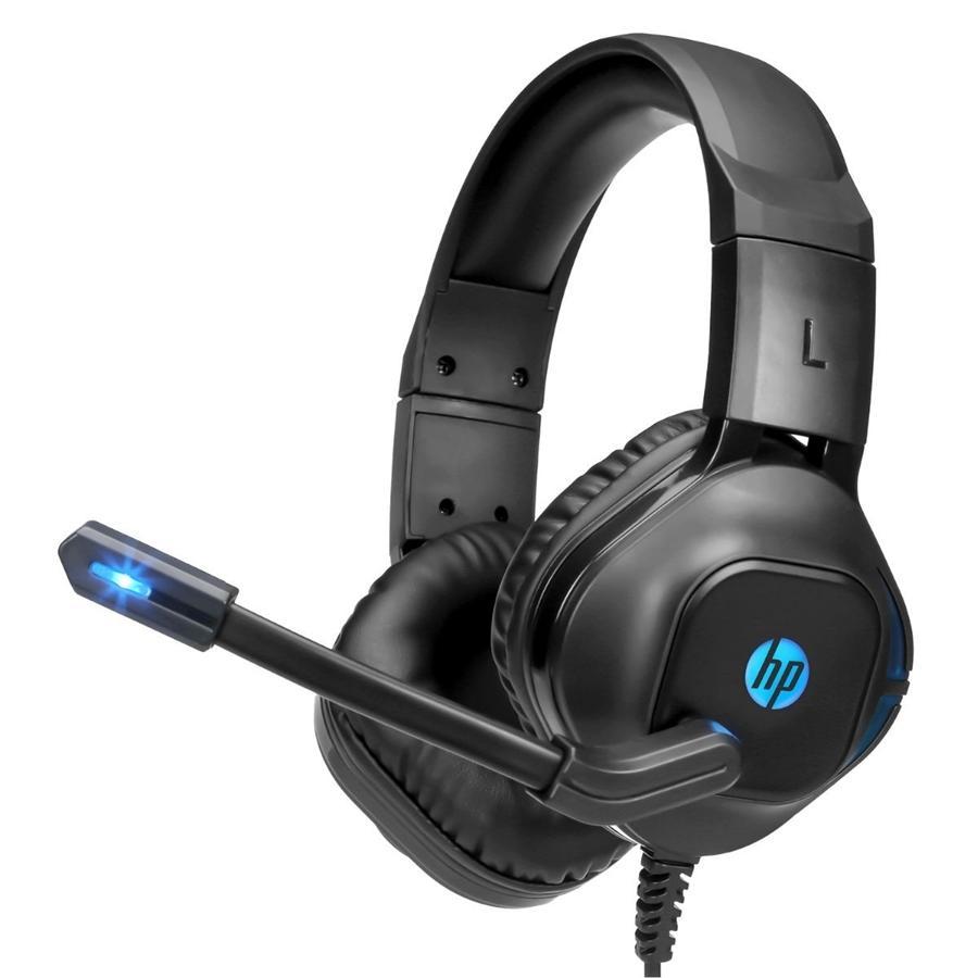 HP - Casque de Jeu Filaire Stéréo avec Microphone et Rétro-Éclairage, Câble de 2 Mètres, Noir - Simple Boutique