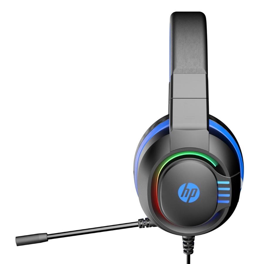 HP - Casque de Jeu Stéréo, Filaire avec Microphone et Rétro-Éclairage, Câble de 2 Mètres, Noir - Simple Boutique