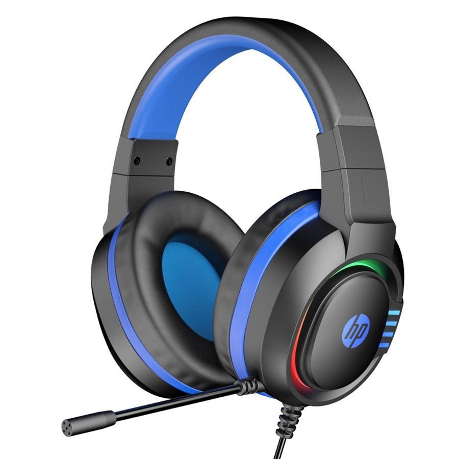 HP - Casque de Jeu Stéréo, Filaire avec Microphone et Rétro-Éclairage, Câble de 2 Mètres, Noir - Simple Boutique