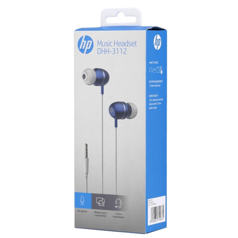 HP - Écouteurs Stéréo Intra-Auriculaire avec Contrôle du Volume et Microphone, Bleu - Simple Boutique
