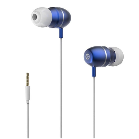 HP - Écouteurs Stéréo Intra-Auriculaire avec Contrôle du Volume et Microphone, Bleu
